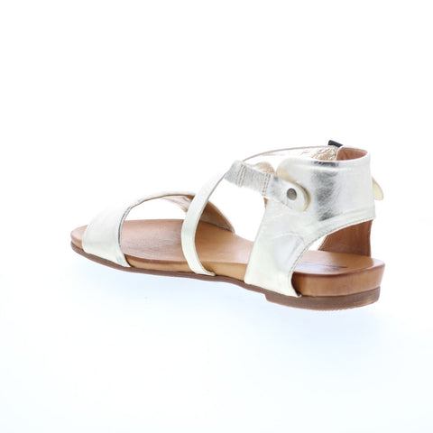 Miz Mooz Aster Womens Gold Leather Hook & Loop Strap Sandals Shoes