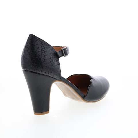 Miz Mooz Jones Womens Black Leather Hook & Loop Strap Heels Shoes