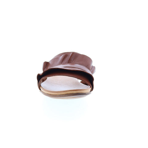 Miz Mooz Alena Womens Brown Leather Slip On Slides Sandals Shoes