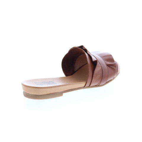 Miz Mooz Alena Womens Brown Leather Slip On Slides Sandals Shoes