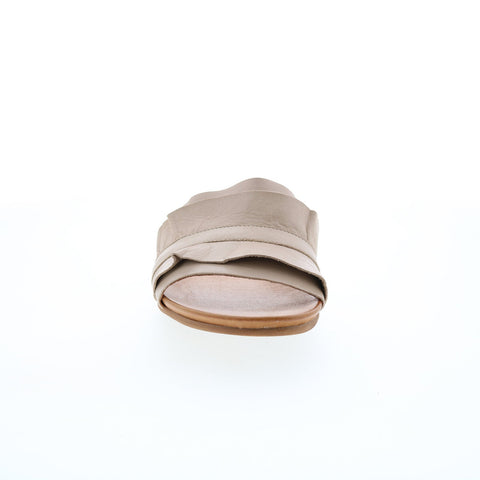 Miz Mooz Alena Womens Beige Leather Slip On Slides Sandals Shoes