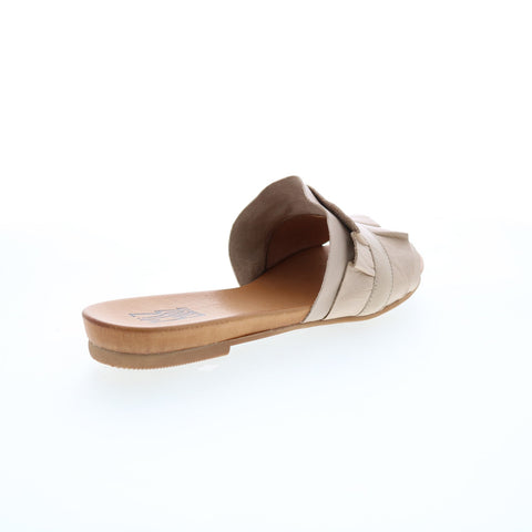 Miz Mooz Alena Womens Beige Leather Slip On Slides Sandals Shoes