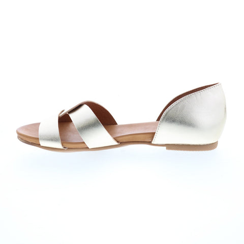 Miz Mooz Amory-Eu Womens Gold Leather Slip On Strap Sandals Shoes
