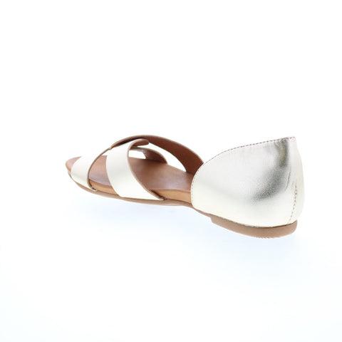 Miz Mooz Amory-Eu Womens Gold Leather Slip On Strap Sandals Shoes