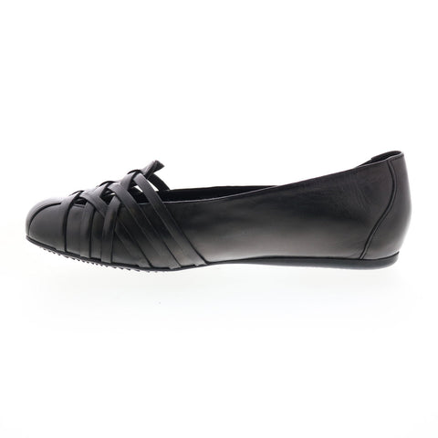 Softwalk St Lucia S2006-001 Womens Black Wide Leather Ballet Flats Shoes