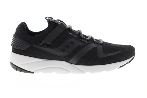 Saucony Grid 9000 Mod S40014-3 Mens Black Canvas Low Top Athletic Running Shoes
