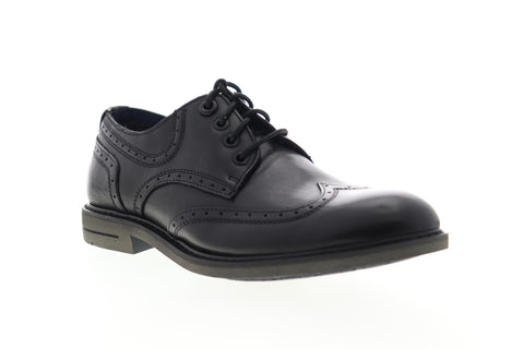 Calvin Klein Milo Burnished S4210 Mens Black Leather Wingtip Oxfords Shoes