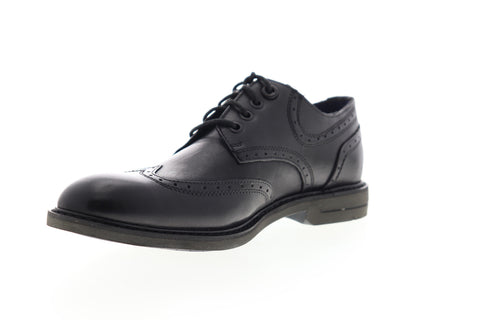 Calvin Klein Milo Burnished S4210 Mens Black Leather Wingtip Oxfords Shoes