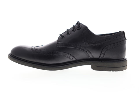 Calvin Klein Milo Burnished S4210 Mens Black Leather Wingtip Oxfords Shoes