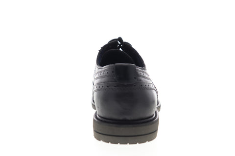 Calvin Klein Milo Burnished S4210 Mens Black Leather Wingtip Oxfords Shoes