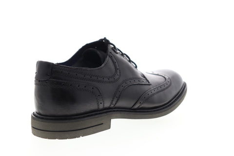 Calvin Klein Milo Burnished S4210 Mens Black Leather Wingtip Oxfords Shoes
