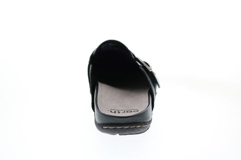 Earth Sand Cayman Leather Womens Black Leather Slip On Mule Flats Shoes