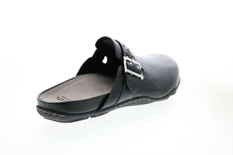 Earth Sand Cayman Leather Womens Black Leather Slip On Mule Flats Shoes