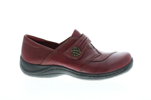 Earth Savin Casual Flat Womens Red Leather Strap Clog Flats Shoes