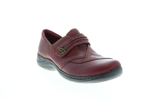 Earth Savin Casual Flat Womens Red Leather Strap Clog Flats Shoes