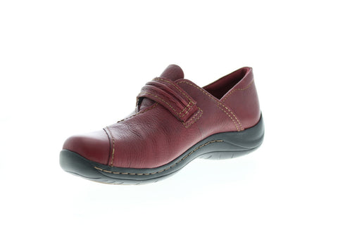 Earth Savin Casual Flat Womens Red Leather Strap Clog Flats Shoes