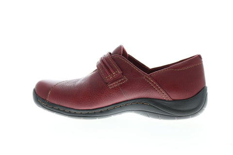 Earth Savin Casual Flat Womens Red Leather Strap Clog Flats Shoes