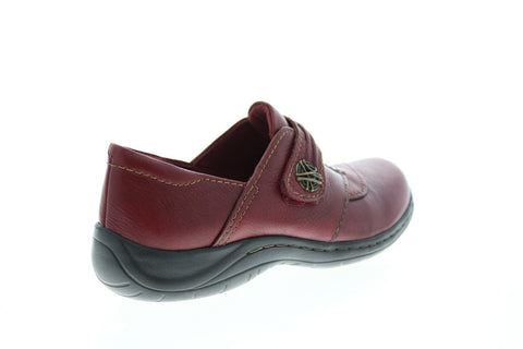 Earth Savin Casual Flat Womens Red Leather Strap Clog Flats Shoes