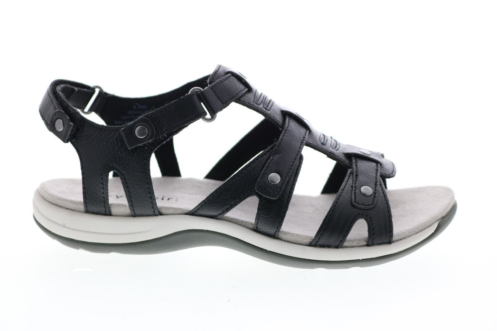 Easy Spirit Sailors SeSailors Womens Black Leather Strap Flats