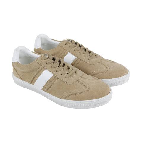 Steve Madden Sewell Mens Beige Suede Low Top Lace Up Sneakers Shoes