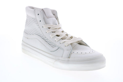 Vans Sk8 Hi Slim Mens White Leather Lace Up Skate Inspired Sneakers Shoes