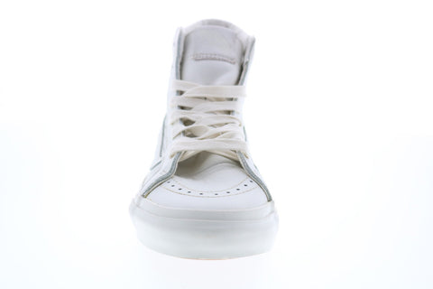 Vans Sk8 Hi Slim Mens White Leather Lace Up Skate Inspired Sneakers Shoes