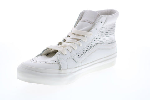 Vans Sk8 Hi Slim Mens White Leather Lace Up Skate Inspired Sneakers Shoes