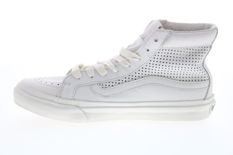 Vans Sk8 Hi Slim Mens White Leather Lace Up Skate Inspired Sneakers Shoes