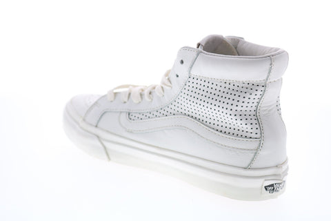 Vans Sk8 Hi Slim Mens White Leather Lace Up Skate Inspired Sneakers Shoes