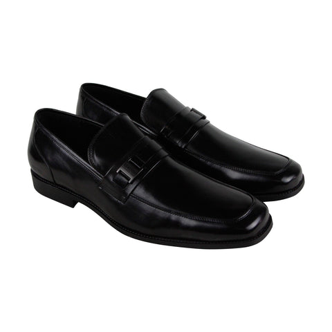 Kenneth Cole Reaction Bottom S Up Mens Black Leather Dress Slip On Loafers Shoes