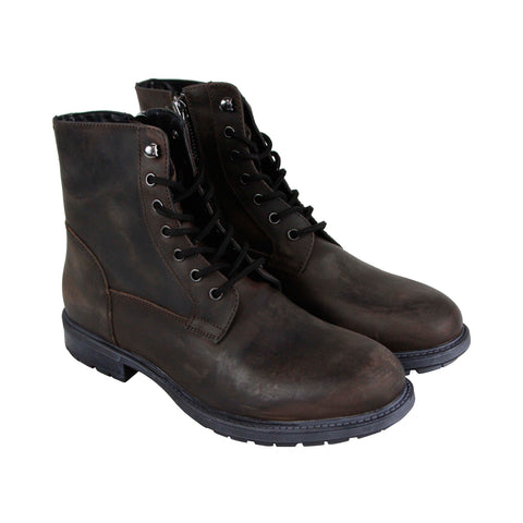 Steve Madden Smokey Mens Brown Leather Casual Dress Lace Up Boots Shoes