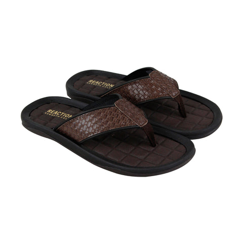 Kenneth Cole Reaction Go Four-TH Mens Brown Thong Flip-Flops Sandals Shoes