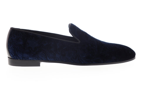 Bruno Magli Sonoma Mens Blue Canvas Floral Low Top Slip On Casual Loafers Shoes