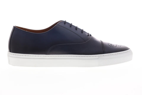 Bruno Magli Stefano STEFANO Mens Blue Leather Lace Up Low Top Sneakers Shoes