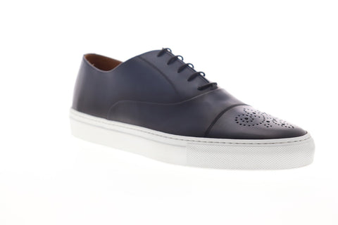 Bruno Magli Stefano STEFANO Mens Blue Leather Lace Up Low Top Sneakers Shoes