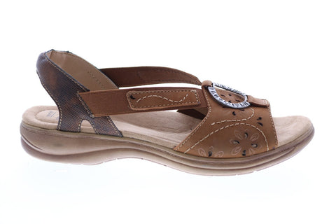 Earth Origins Stella Sabrina Womens Brown Suede Slingback Sandals Shoes
