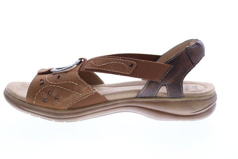 Earth Origins Stella Sabrina Womens Brown Suede Slingback Sandals Shoes
