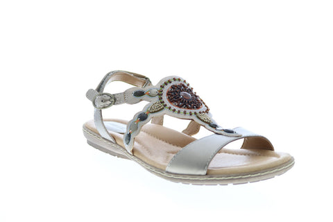 Earth Sunbeam Metallic Womens Gray Leather Slingback Sandals Shoes