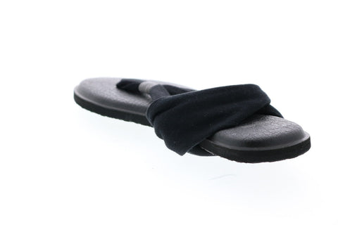 Sanuk Yoga Sling 2 SWS10001-BLK Womens Black Canvas Flip-Flops Sandals Shoes 