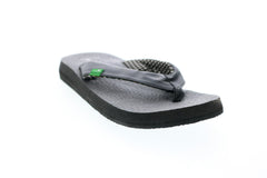 Sanuk Yoga Mat SWS2908-EBY Womens Black Leather Flip-Flops Sandals Shoes