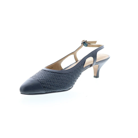 Trotters Kalen T2008-400 Womens Blue Narrow Leather Slingback Heels Shoes