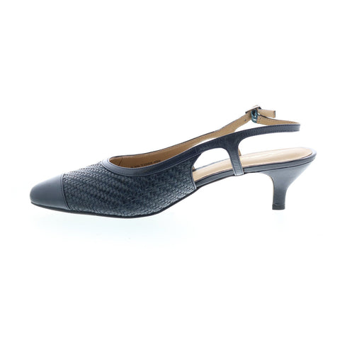 Trotters Kalen T2008-400 Womens Blue Narrow Leather Slingback Heels Shoes
