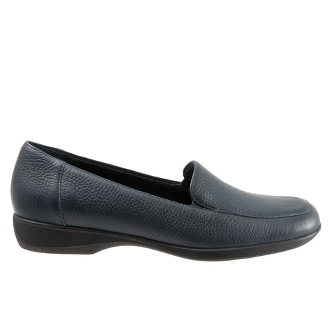Trotters Jenn T9521-400 Womens Blue Extra Wide Leather Loafer Flats Shoes