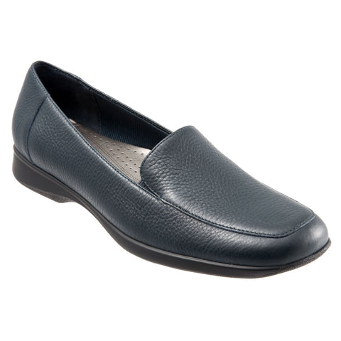 Trotters Jenn T9521-400 Womens Blue Extra Narrow Leather Loafer Flats Shoes