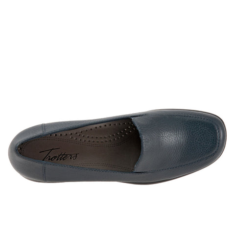 Trotters Jenn T9521-400 Womens Blue Extra Narrow Leather Loafer Flats Shoes