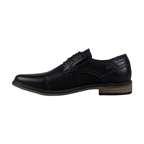 Steve Madden Tabloid Mens Black Leather Casual Lace Up Oxfords Shoes