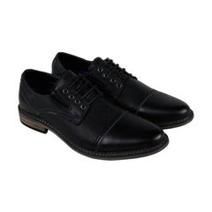 Steve Madden Tabloid Mens Black Leather Casual Lace Up Oxfords Shoes