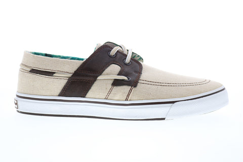 Tommy Bahama Stripe Breaker TB7F00147 Mens Beige Tan Canvas Boat Shoes Loafers