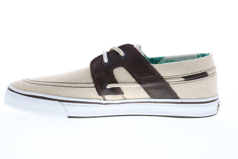 Tommy Bahama Stripe Breaker TB7F00147 Mens Beige Tan Canvas Boat Shoes Loafers