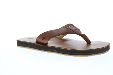Tommy Bahama Adderly Mens Tan Leather Flip Flops Slip On Sandals Shoes